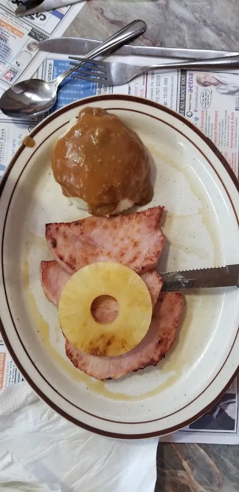 Ham Steak with Mashed Potato and Gravy
